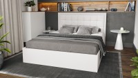 Кровать «Ника» белая с мягкой обивкой и подъемным механизмом 160*200 - МИЛЫЙ  ДОМ - интернет магазин мебели.