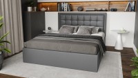 Кровать «Ника» серая с мягкой обивкой и подъемным механизмом 160*200 - МИЛЫЙ  ДОМ - интернет магазин мебели.